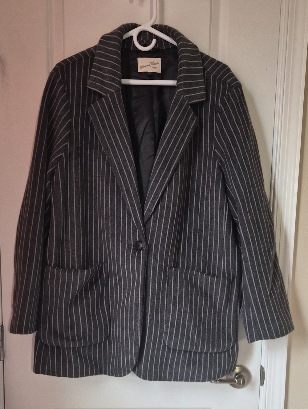 Charcoal Pinstripe Single-Button Blazer by A New Day